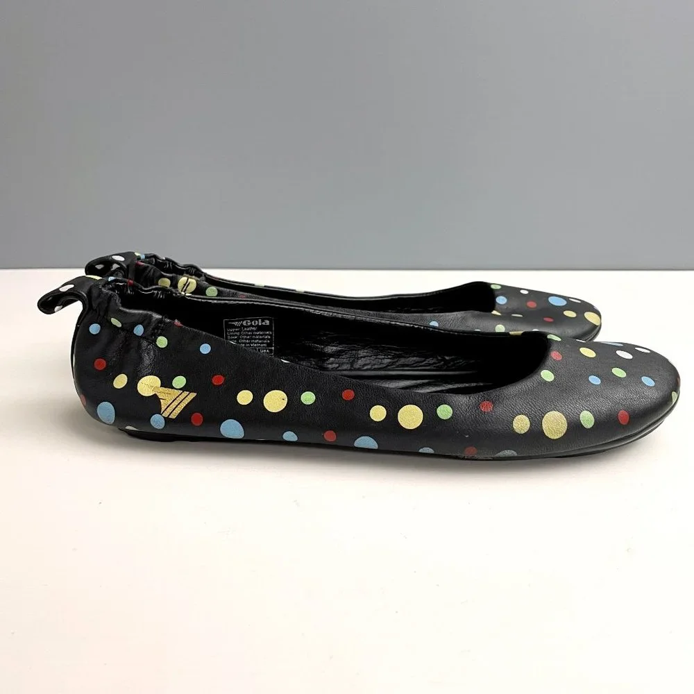 Gola Logic black leather ballet flats with polka dots - size 7 - Picture 2 of 10